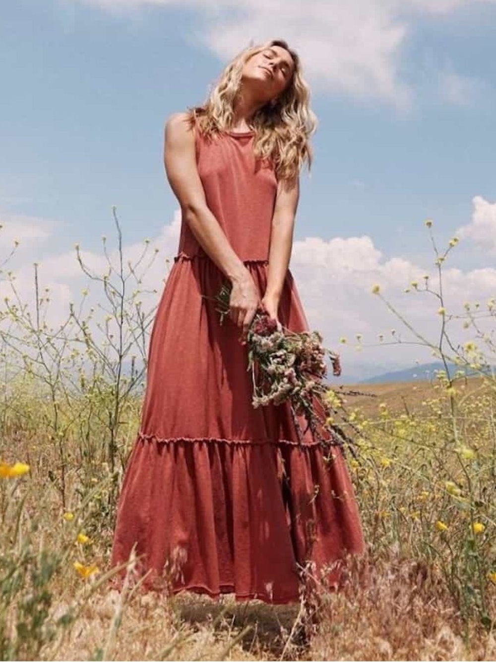 Aerie Tiered Scoop Neck Maxi Dress – Size XL – Soft Cotton Jersey – EUC